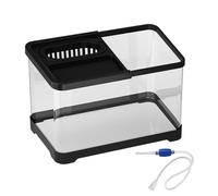 Betta Fish Tank - Easy Clean Betta Tank | Glass Tanks Filtrations System, with LED Light, 15x10x20 Cm, Acrylic Aquarium with Cover and Black Wall Paper