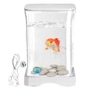 Betta Fish Tank, Small Acrylic Aquariums with Lighting and Clear Bowl Design, Desktop Water Landscaping Container, Ideal for Shrimp Crab Spider & Home Decoration