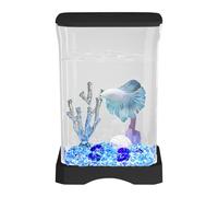 Betta Tank - Tanque de peces, pecera de escritorio HD 4K, ornamental para acuario pequeño, kit de iniciación de acuario, cuenco de peces con luz LED, decoración de apartamento de oficina en casa, sala