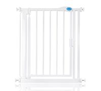 Bettacare Puerta para Mascotas de Cierre automático, 68.5cm - 75cm, Blanco, Estrecho, Puerta de Escalera de Ajuste a Presión Estrecha para Perros y Cachorros, Barrera de Seguridad para Puertas