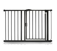 Bettacare Puerta de Seguridad con Cierre Automático, 111cm - 118cm, Negra Mate, Puerta de Seguridad con Ajuste a Presión, Puerta de Bebé, Barrera de Seguridad para Puertas Pasillos y Espacios