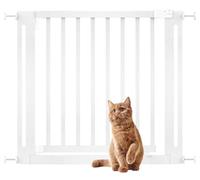 Bettacare Puerta Elegante De Seguridad De Madera para Perros, Blanca, 87cm - 95cm, Puerta de Seguridad con Ajuste por Presión, Puerta Extra Ancha de 65cm, Puerta Extra Ancha para Cachorros