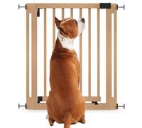 Bettacare Puerta Elegante De Seguridad De Madera para Perros, Natural, 79cm - 87cm, Puerta de Seguridad con Ajuste por Presión, Puerta Extra Ancha de 57cm, Puerta Extra Ancha para Cachorros