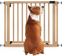 Bettacare Puerta Elegante De Seguridad De Madera para Perros, Natural, 95cm - 103cm, Puerta de Seguridad con Ajuste por Presión, Puerta Extra Ancha de 73cm, Puerta Extra Ancha para Cachorros