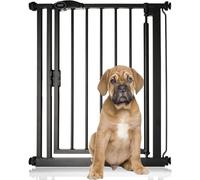 Bettacare Puerta para Mascotas de Cierre automático, 68.5cm - 75cm, Negro Mate, Puerta de Escalera de Ajuste a Presión para Perros y Cachorros, Barrera de Seguridad para Puertas, Pasillos y Espacios