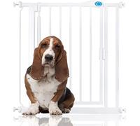 Bettacare Puerta para Mascotas con Cierre Automático, 75cm - 82cm, Blanca, Puerta de Escalera de Ajuste a Presión para Perros y Cachorros, Barrera de Seguridad para Puertas