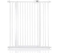 Bettacare Puerta para Mascotas Premium Alta Instalada a Presión, 95.3cm - 102.9cm, Blanca, Alta de 104cm de Altura, Puerta de Escalera con Ajuste a presión para Perro, Barrera de Seguridad