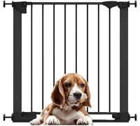 Bettacare SafeStep - Puerta para Perros, Color Negro, 75 cm - 82 cm, Paso Extra bajo, Puerta de Seguridad de Ajuste a presión, Puerta para Mascotas para escaleras, pasillos y Puertas, fácil