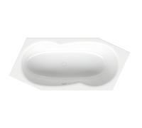 BetteMetric bañera hexagonal, 2 plazas, extremo de los pies a la izquierda, rebosadero delantero, 2060x900x450mm, 6841-000Plus, Color: Blanco con Glasur Plus