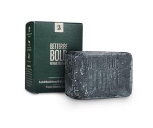 BETTER BE BOLD Gel de ducha sólido 110 g - Con aceite de coco ecológico y carbón activado - Limpieza con pH neutro para cabeza, cuerpo y barba - Vegano y libre de plásticos - Fragancia acuática fresca