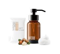 Better by Less Set de iniciación de manteca de karité, jabón de recarga sostenible con dispensador de jabón y cabezal de bomba, set de baño para jabón espumoso, cosmética natural vegana