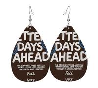 Better Days Ah - Pendientes de piel con forma de lágrima para mujer, con gancho, estilo vintage, para fiestas, uso diario, talla única, Cuero