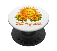 Better Days Ahead Sun Face Girasol Positivo PopSockets PopGrip Adhesivo
