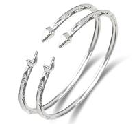 Better Jewelry Pirámide de plata de ley 925, pulseras de las Indias Occidentales, fabricadas en los Estados Unidos, 1 par, Regualr size 7.5, Plata de ley, No es una piedra preciosa