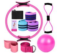 Better - Kit de pilates, kit esencial de pilates para mujeres, bandas de glúteos para entrenar glúteos, pelota de yoga, 25 cm, figura 8, banda de resistencia, bandas de yoga para estiramiento (rosa)