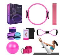 Better - Kit de pilates, kit esencial de pilates para mujeres, bandas de glúteos para entrenar glúteos, pelota de yoga, 25 cm, figura 8, banda de resistencia, bandas de yoga para estiramiento (rosa)