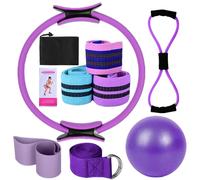 Better - Kit de pilates, kit esencial de pilates para mujeres, bandas de glúteos para entrenar glúteos, pelota de yoga, 25 cm, figura 8, banda de resistencia, bandas de yoga para estiramiento (morado)