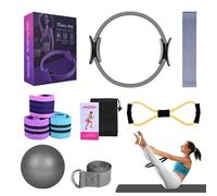 Better - Kit de pilates, kit esencial de pilates para mujeres, bandas de glúteos para entrenar glúteos, pelota de yoga, 25 cm, figura 8, banda de resistencia, bandas de yoga para estiramiento (gris)