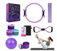 Better - Kit de pilates, kit esencial de pilates para mujeres, bandas de glúteos para entrenar glúteos, pelota de yoga, 25 cm, figura 8, banda de resistencia, bandas de yoga para estiramiento (morado)
