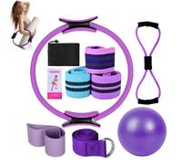 Better Me Pilates Essentials Kit for Women, 11-Piece Better Me Pilate Essential Kit, Booty Bands for Working out Glutes Yoga Ball 25cm Figure 8 Resistance Band Yoga Bands for Stretching (Purple)