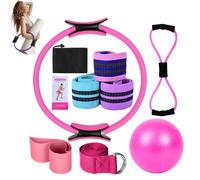 Better Me Pilates Essentials Kit for Women, 11-Piece Better Me Pilate Essential Kit, Booty Bands for Working out Glutes Yoga Ball 25cm Figure 8 Resistance Band Yoga Bands for Stretching (Pink)