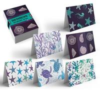 Better Office Products 50-Pack All Occasion Greeting Cards Box Set, 4 x 6 inch, 50 Assorted Blank Note Cards & 50 Envelopes, 6 Sea Life Designs, Blank Inside, 50 Pack