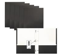 Better Office Products - Carpetas de papel negro de 2 bolsillos con puntas, paquete de 50, textura mate, carpetas de papel tamaño carta, paquete de 50, con 3 clips de cierre de metal, color negro