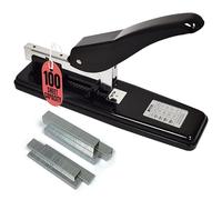 Better Office Products Heavy Duty Commercial Stapler with 2,000 Staples, Black Polished Steel, 100 Sheet High Capacity, Rounded Ergonomic Lever & Weighted Stability Base, Jam Free Large Stapler,