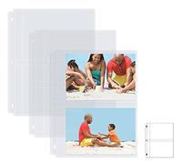Better Office Products Hojas de recambio para álbum de fotos, 12,7 x 17,8 cm, pesadas, con 3 anillos transparentes, 100 fotos en total, cada hoja de 2 bolsillos tiene capacidad para hasta 4 fotos