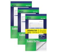 Better Office Products - Libros de pedidos de venta, 3 unidades, sin carbón (blanco/amarillo canario), 10,4 x 19,5 cm, 50 juegos por libro, 150 juegos en total, 3 libros