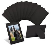 Better Office Products Marcos de fotos de papel para insertos de 4 x 6 pulgadas, paquete de 50, marco de fotos de cartulina pesada con caballete, marcos de papel de pie (negro)