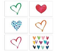 Better Office Products Paquete de 100 tarjetas de felicitación para todas las ocasiones, tarjetas de notas en blanco surtidas, 4 x 6 pulgadas, 6 diseños contemporáneos de corazón, interior en blanco,