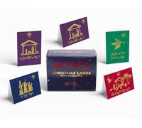 Better Office Products Paquete de 50 tarjetas religiosas de Navidad con detalles de lámina dorada en relieve, 5 x 7 pulgadas, alto brillo, saludo interior de lámina dorada, con 50 sobres, surtido de