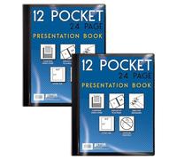 Better Office Products, portafolio de 12 bolsillos, negro con visión frontal transparente, 24 páginas de protectores de hojas, hojas de 8.5 x 11 pulgadas, por Better Office Products, portafolio de arte, fundas de polietileno duraderas, tamaño carta, negro (paquete de 2)