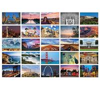 Better Office Products - Tarjetas postales brillantes de viaje, monumentos famosos y sitios históricos estadounidenses, 50 unidades, 25 fotos increíbles de monumentos nacionales, 10 x 15 cm