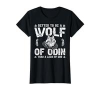 Better To Be A Wolf of Odin Than A Lamb of God Camiseta gráfica económica, Mujer, Negro, XS