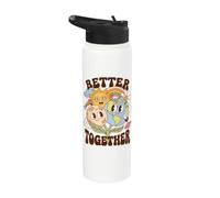 Better Together Earth Moon Peace Unity Positive Message Stainless Steel Insulated Water Bottle