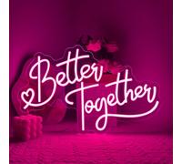 Better Together Letrero de Neon,Mejor juntos Señal de Neón Decoracion para Boda Club Hogar Bar Fête,Marry Me Rosa Deko Luces LED Regulable Regalo para Hombres Mujeres Alimentado por USB（15.8"*11"）