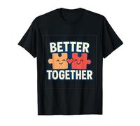 Better Together Puzzle Pieces Diseño de corazón Camiseta