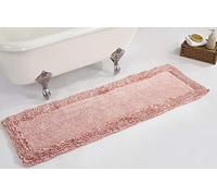 Better Trends 100% Cotton 20x60 Long Runner Bath Mat Extra Soft Non-Slip Bath Rug Water Absorbent Washable for Bathroom Floor Tub Shower Pink Shaggy Border Collection Oeko-Tex Certified