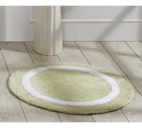 Better Trends Hotel Collection is Super Absorbent Reversible Double Sided Thick Bath Mat Rug Machine Washable 100% algodón con patrón de Pista de Carreras, Salvia y Blanco, 76 cm (Round)