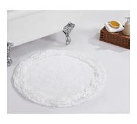 Better Trends Shaggy Border Collection es Ultra Suave, Felpa y Absorbente, Alfombra de baño 100% algodón en Colores Vibrantes, Redondo de 76 cm, Color Blanco