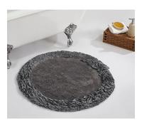 Better Trends Shaggy Border Collection es Ultra Suave, Felpa y Absorbente, Alfombra de baño 100% algodón en Colores Vibrantes, Redondo de 76,2 cm, Gris