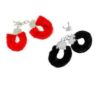 BETTER WITH FRIENDS 2 pares de esposas. 1 rojo y 1 negro. policía mujer,policía,enfermero,médico, oficial de seguridad, accesorio de disfraces. de metal con la felpa