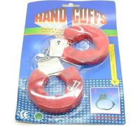 BETTER WITH FRIENDS esposas esposas rojo, roja, policía mujer,policía,enfermero,médico, oficial de seguridad, accesorio de disfraces. de metal con la felpa