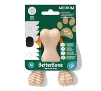 BetterBone - Juguete para Perros para Masticar - Mini Carne Mediana - Hueso masticable para Perros sin Nailon y GMO a Base de celulosa - Juguete masticable de dureza Media con Sabor a Carne de Vacuno