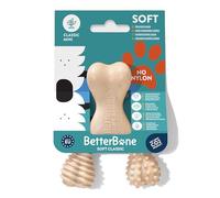 BetterBone - Juguete para Perros para Masticar Mini Soft Classic - Hueso para Masticar Veggie para Perros sin Nailon y sin OGM a Base de celulosa - Juguete masticable Suave Sabor Neutro - Sin