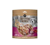 BetterBones - Bocadillo masticable Suave para Perros sin Piel cruda con Pato y arándano, 12,5 cm, Paquete de 27 Unidades