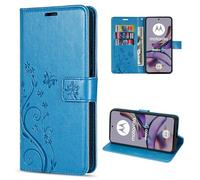 betterfon Funda compatible con Motorola Moto G13 / G23 | Funda de piel sintética de alta calidad para teléfono móvil Moto G13 / G23 | funda protectora con diseño de flores | azul