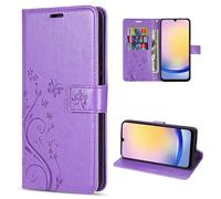 betterfon Funda con Tapa Samsung Galaxy A25 5G (Morado), Funda para teléfono móvil con Piel sintética, Funda Protectora con Ranuras para Tarjetas, diseño Floral